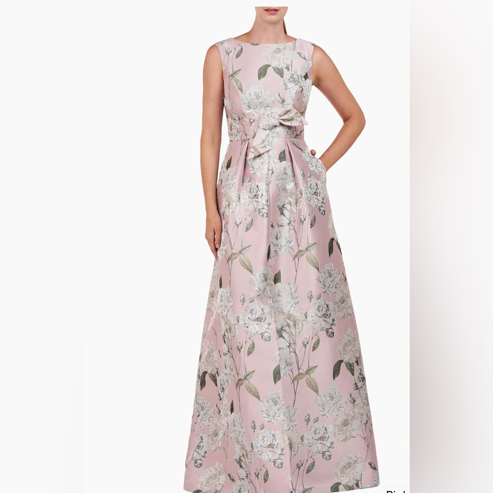 Kay Unger Pink Pearl Floral Gown